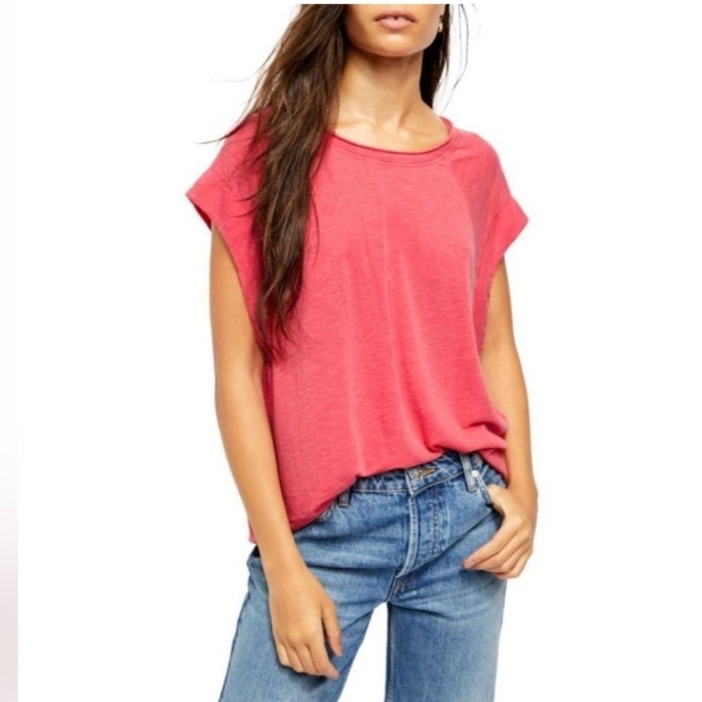 We The Free Halo Muscle Sleeve Tee Color:Sunset XS Oversized
